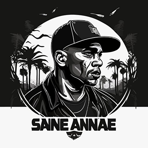 vinne jones vector gta san andreas style illustration, vector, black and white, logo