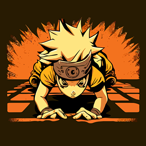 naruto doing push-ups, vector style
