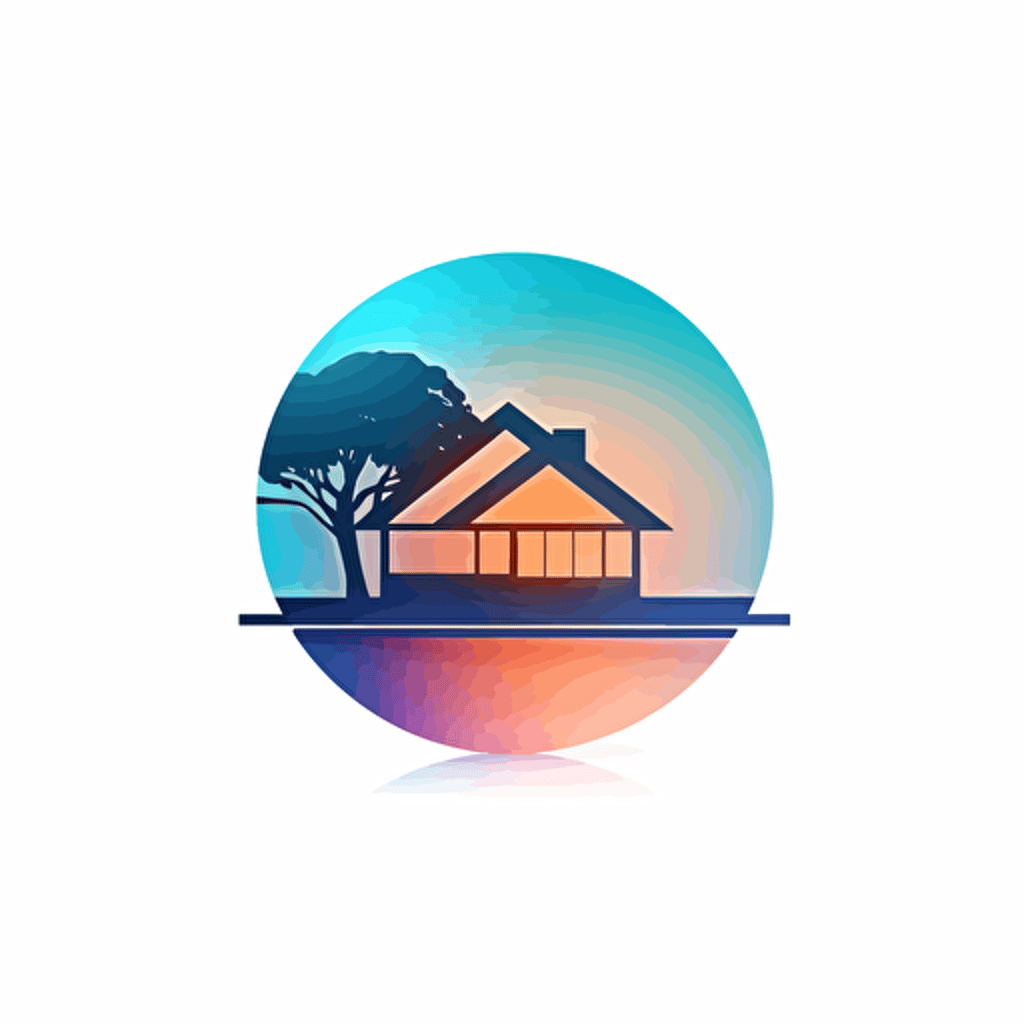 logo, house in changing light spectrum, minimalistic, vector. On white background