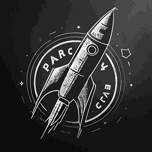 rocket logo, simple vector logo, blueprint look, cad design