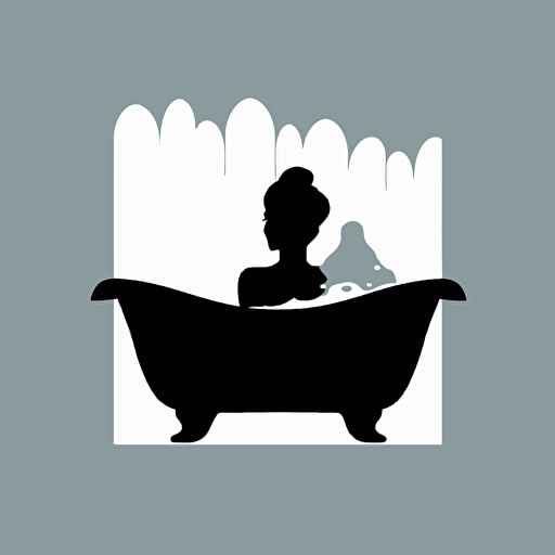 a silhouette logo of a person in a bathtub, simple, vector
