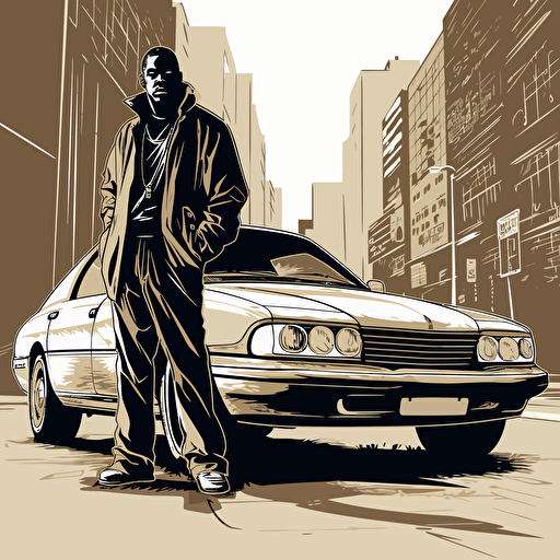 street level gangsta stealing a car, vector art