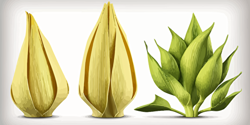 three little medium and large bamboo shoots in vector draw style