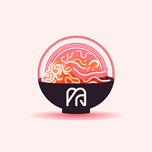 combination mark logo, abstract, text is “AiZ”, a bowl of ramen with meat and vegetables, looks delicious, geometric type for modern logo, vivid, vector, simple, flat, plain,smooth, low detail, minimal, white background