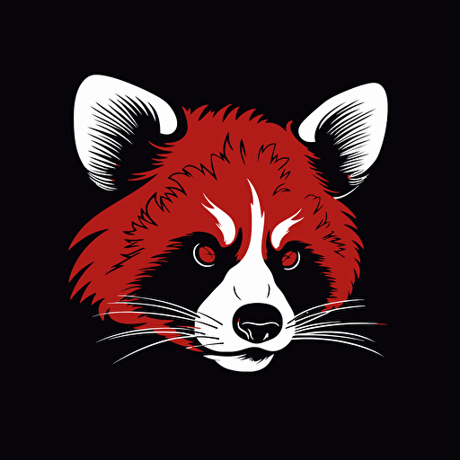 simple red panda, minimalism, vector art, black and white, flat, logo