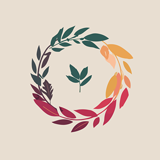 a logo for a brand called ReFashioned, wreath, leafs, vector, symobic, minimal, by Paul Rand