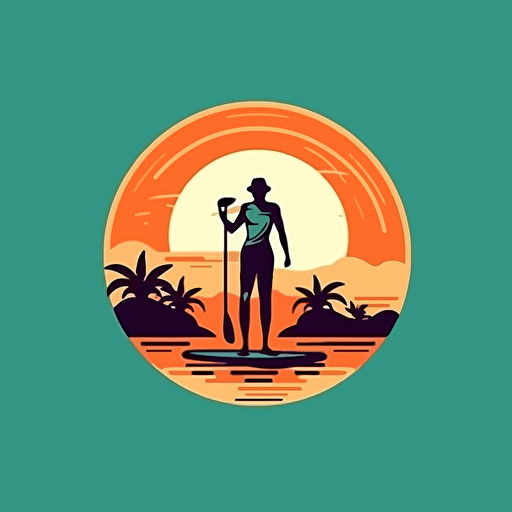 sup board, sea, summer, vibe style, vector logo