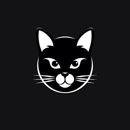 kitty logo, minimalist, deep dark vector on white background, luxurious, simple, black and white