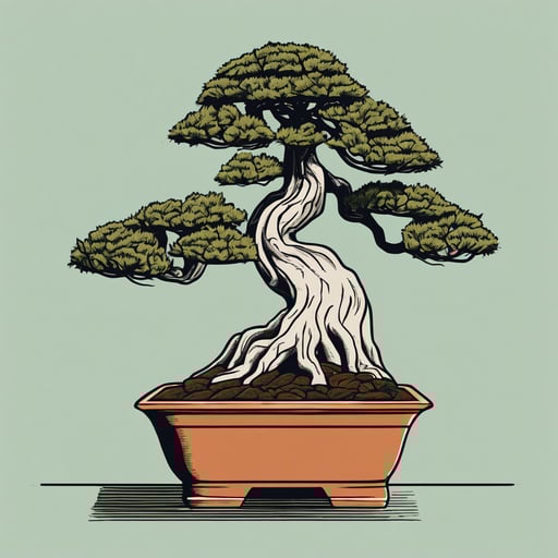 Bonsai tree in a ceramic pot.