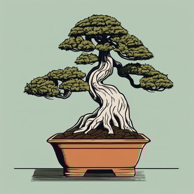 Bonsai tree in a ceramic pot.