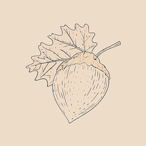simple flat vector acorn fixedwidth line drawing, minimal design, simple shapes, one colour
