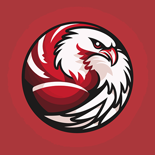 logo for eagle and florball ball, red and white colors, retro , vector flat, PNG, SVG, flat shading, solid background, mascot, logo, vector illustration, masterwork, 2D, simple, illustrator