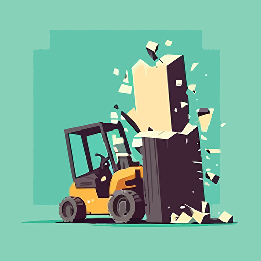 forklift crash, flat vector illustration