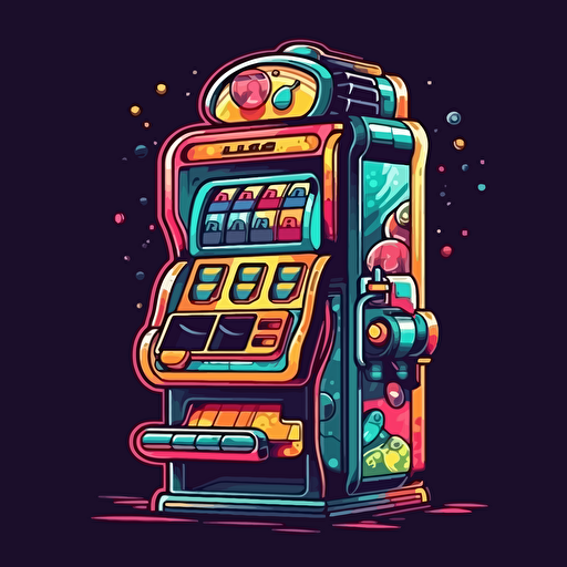 cartoon slot machine, hypercolor, vector
