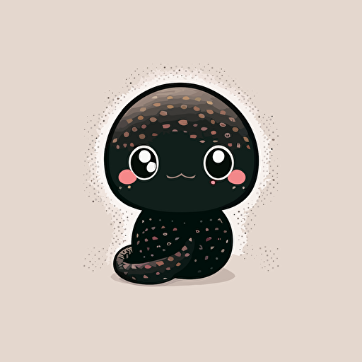 cute black snake kawaii style, vector, white background, cute facial expression