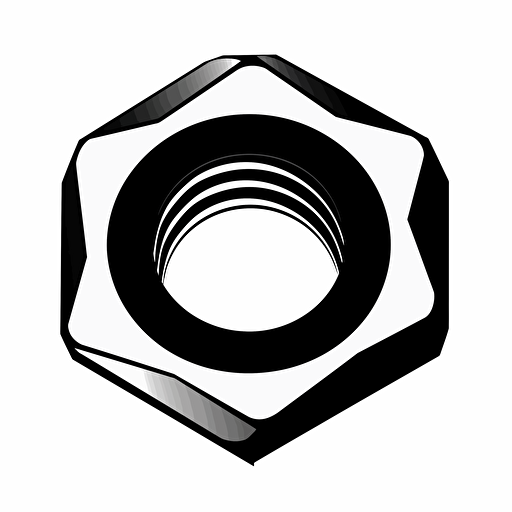 6 sided pal nut fastener, black and white, symmetrical, vector clip art, sillouette, no depth