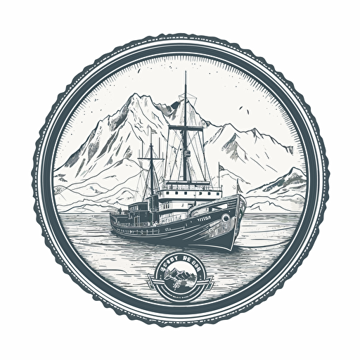 articsea logo a boat expedition company in antartica, vector art, line work, simple