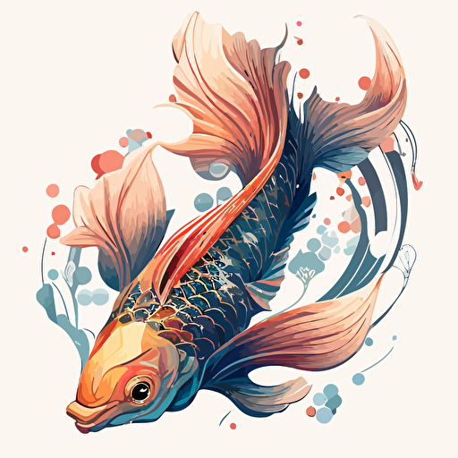 fish koi fan art , vector art , digital art , neotraditional