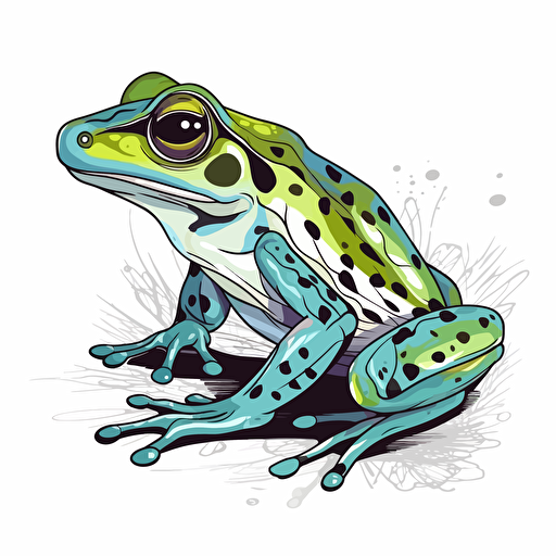 cute illustration of colorful frog, vector, contour, white and easy to separate background
