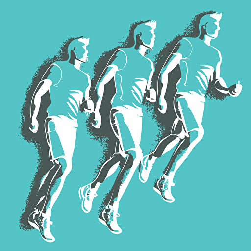 3 young man, Freewheeling, Empowerment, gray color, light blue background, simple design, vector style, white outline over silhouette