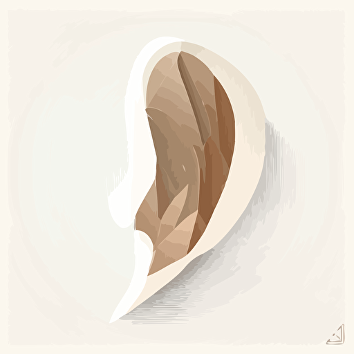 Flat vector illustration of an ear on a white background, vector illustration