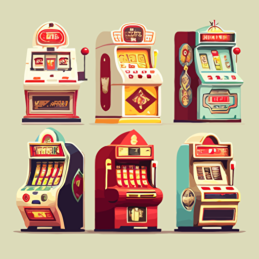 Many slot machines, vector art