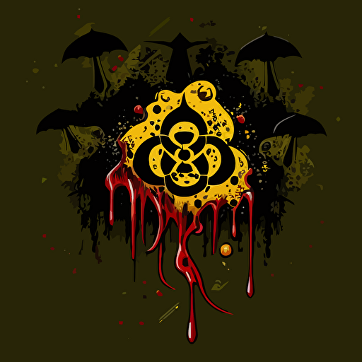 biohazard symbols raining down from the sky vector logo style