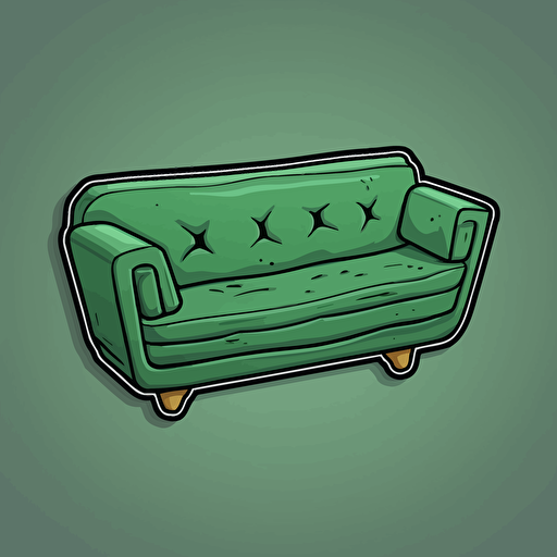 upside down couch 2d simple die-cut sticker vector art