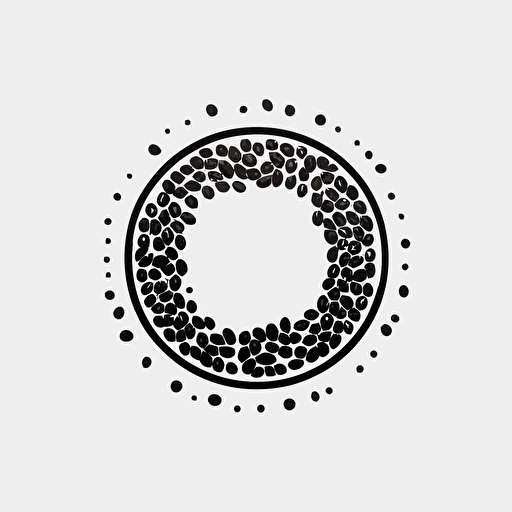 circular logo, coffee bean, black and white, vector, simple, modern, minimalist, white space, white background