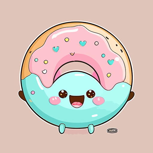 cute doughnut kawaii style, vector, clipart, cute facial expression