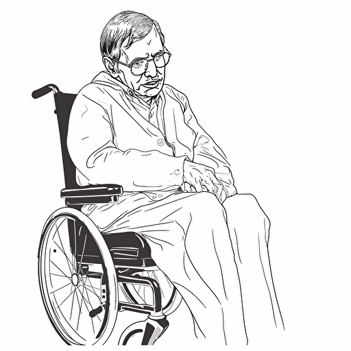 A man with ALS in a wheelchair like stephen hawking, simple vector art