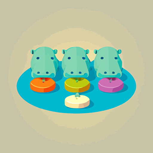 Hungr yhungry hippos, white basckground, vector illustration