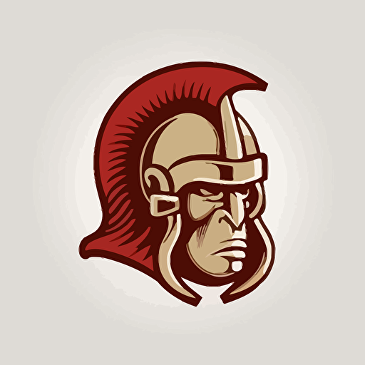 simple vector logo of a monkey with a trojan helmet