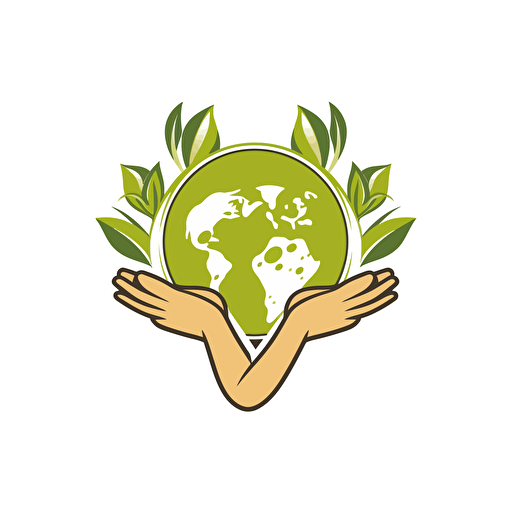 caring about the earth vector logo, white background