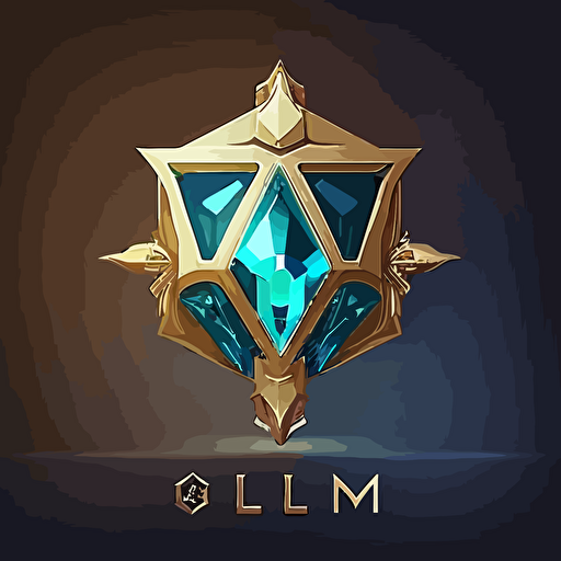 Golem emblem logo with a gem, flat, vector, minimal
