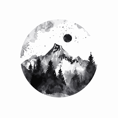 black and white vector logo for a company called Gobal Prints, watercolor painting by Norman Ackroyd, deviantart, white background
