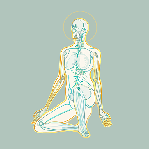 tadasana virabadrasana truth conciousness bliss sat chit ananda line drawing vector illustration exquisite esoteric vision chakra nadi subtle anatomy kundalini teacher yoga