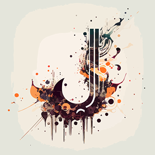 letter U with music notes, vector, minimalistic
