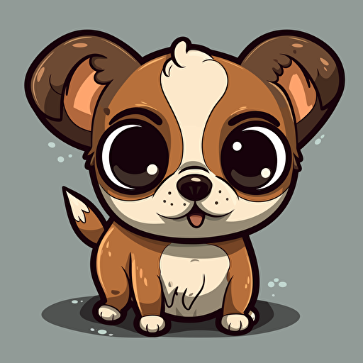 big eyes cartoon dog vector | price 1 credit usd $1, in the style of subtle use of shading, rounded, flat shading, brown, asymmetric designs, 32k uhd, anime-influenced