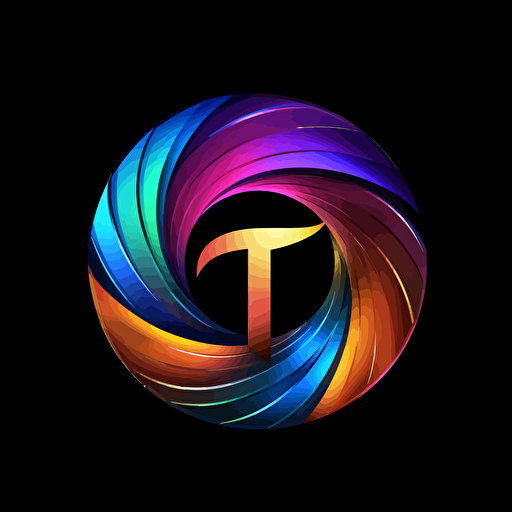 professional, colorful, dark blue color dominant, vector art logo made of "T T", pure black background