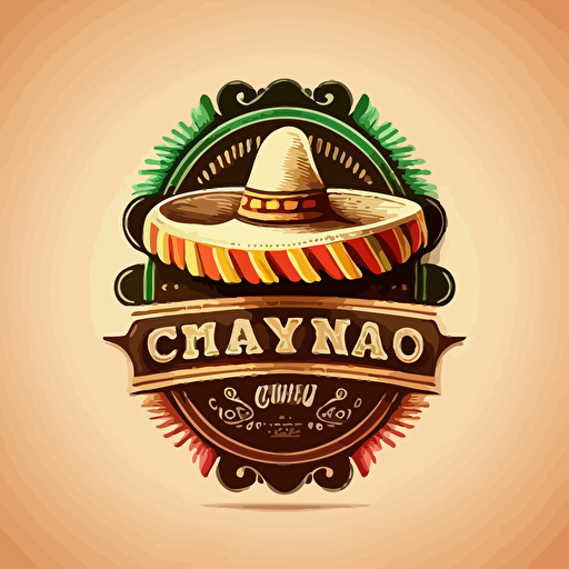 cinco de mayo, mexican hat logo, party, vector style