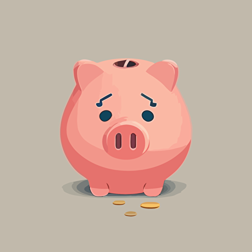 cute flat vector of worried piggy bank