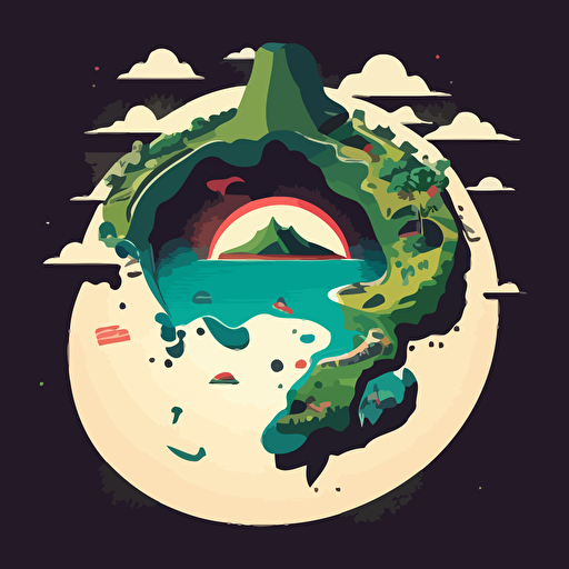 fun vector art, island of taiwan emerging out of a wormhole