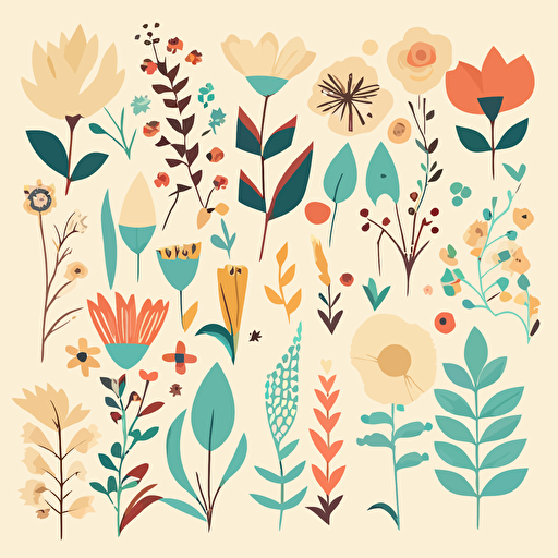 flat vector of flowers on a cream background.