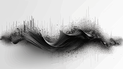 isolated black vector illustration Abstract Futuristic Wave Particles, white solid background, ultra detail, ultra high resolution