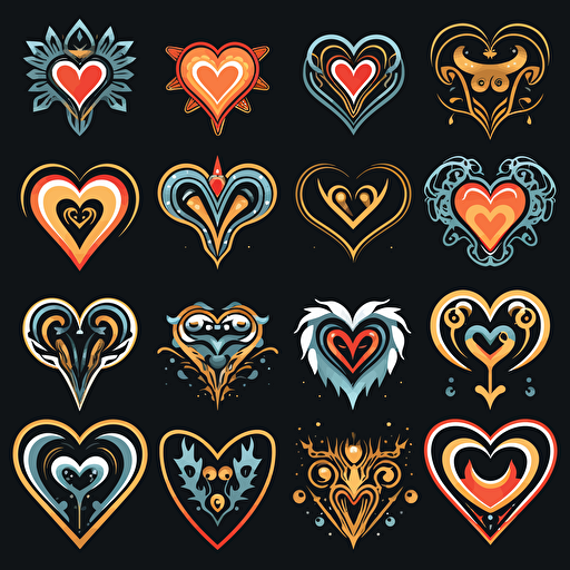 set of heart logo vector flat ar 16:9