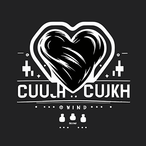 make a logo vector about fashion brand called "gymcrush", use a line heart and dumbbells together, use black white color,