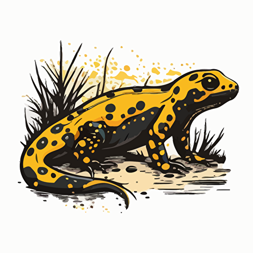 vector line logo of a black and yellow spotted salamander