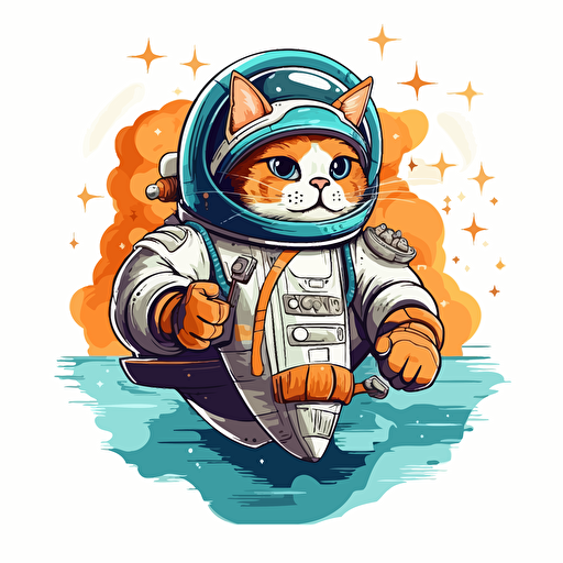 vector image of an astronaut cat on a rocket ship on white background