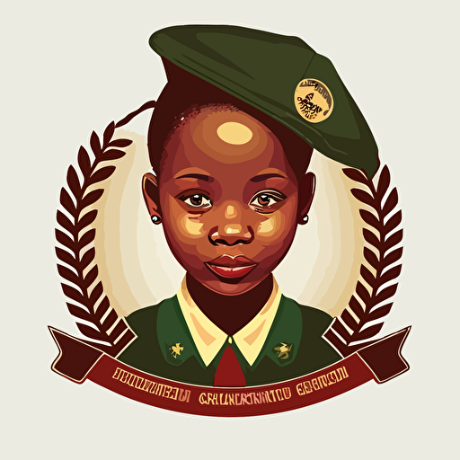 logo for ngo in Samburu girl in school uniform samburu beaded colllar dignified smile vector minimalist